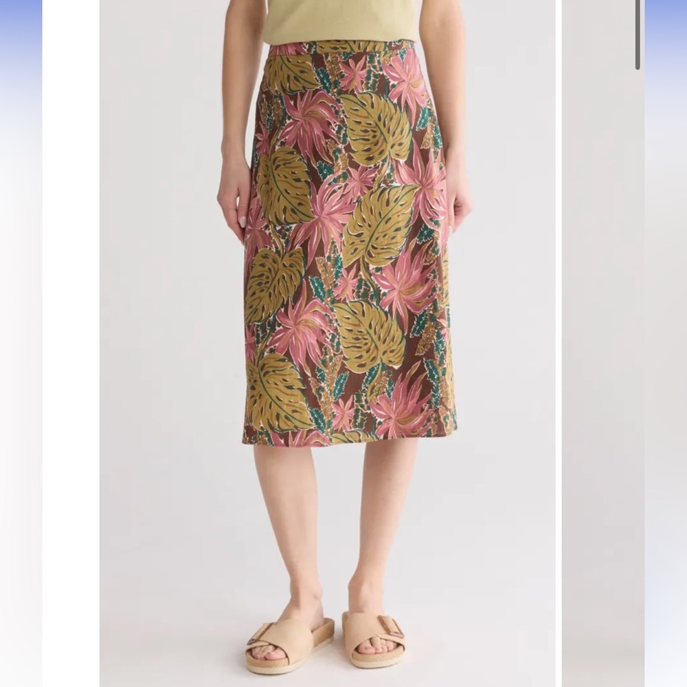 NWOT Madewell Midi Skirt in Brushstroke Monstera - Size 8